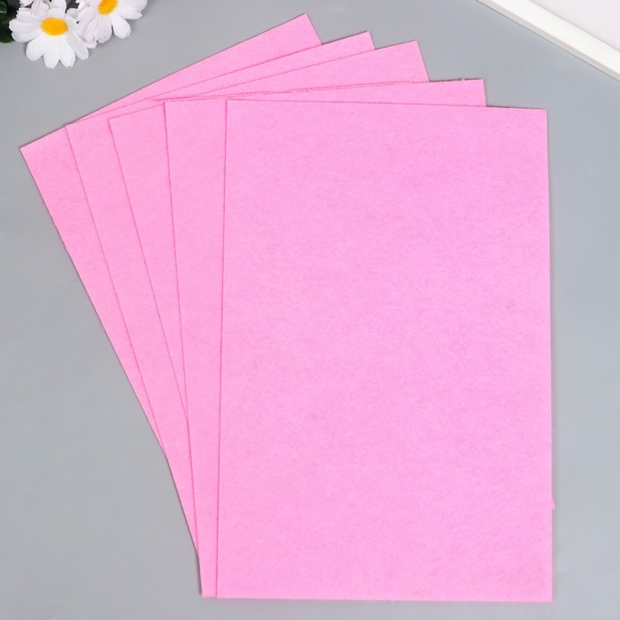 Фетр жёсткий 1 мм Фетр жёсткий 1 мм "Нежно-розовый" набор 5 листов формат А4