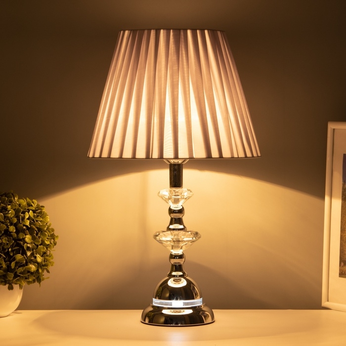 Лампа настольная Лампа настольная "Антураж" 1х40Вт Е27+ LED подсветка 3Вт хром 28х28х46см