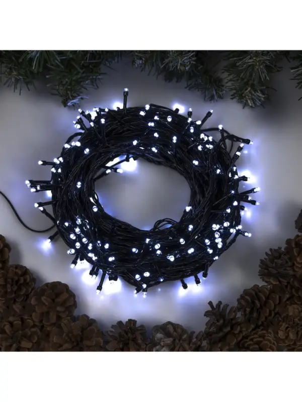 Гирлянда &laquo;Нить&raquo; 20 м, IP20, тёмная нить, 200 LED, свечение белое, 8 режимов, 220 В