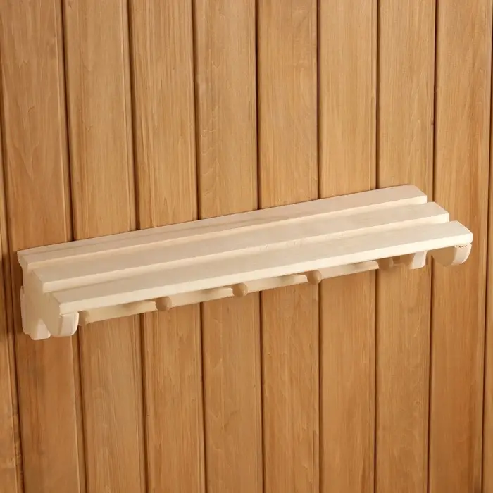 Полка - вешалка для бани и сауны, 57&times;18&times;12 см, деревянная, настенная, 5 крючков, &laquo;Добропаровъ&raquo;