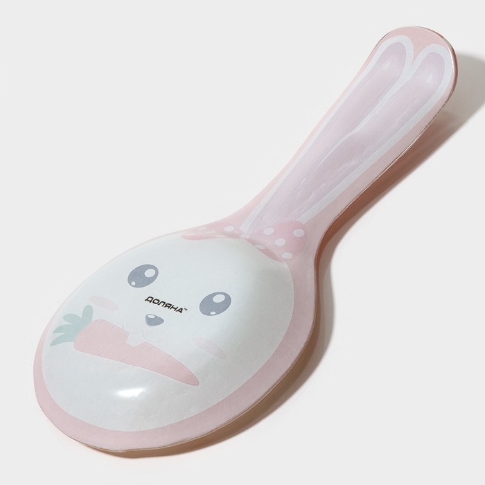 Подставка стеклянная под ложку Доляна «Зайка и морковка», цвет оранжевый Подставка стеклянная под ложку Доляна «Зайка и морковка», цвет оранжевый