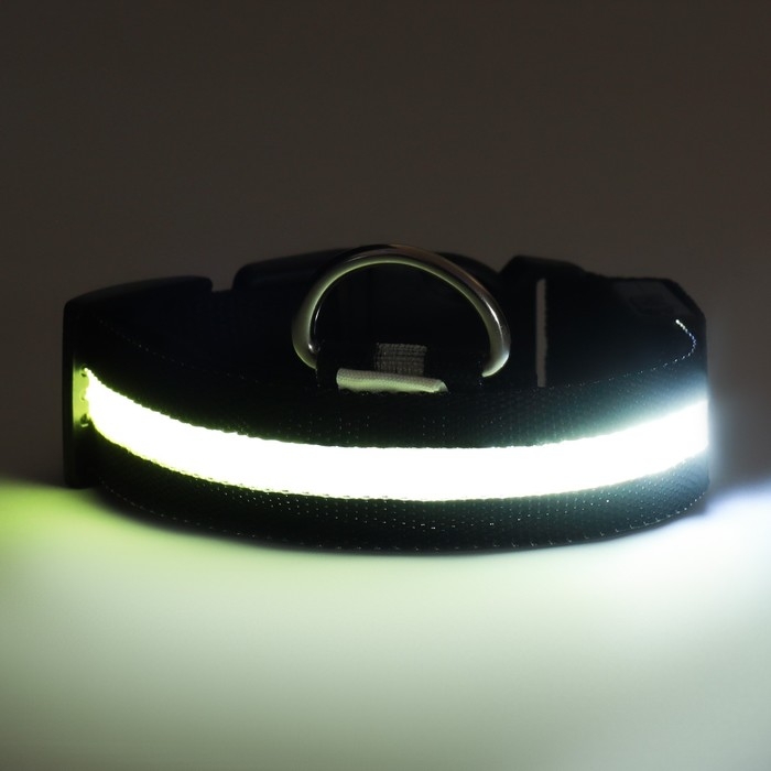 Ошейник с подсветкой размер L, ОШ 45-52 х 2,5 см, 3 режима свечения чёрный Ошейник с подсветкой размер L, ОШ 45-52 х 2,5 см, 3 режима свечения чёрный