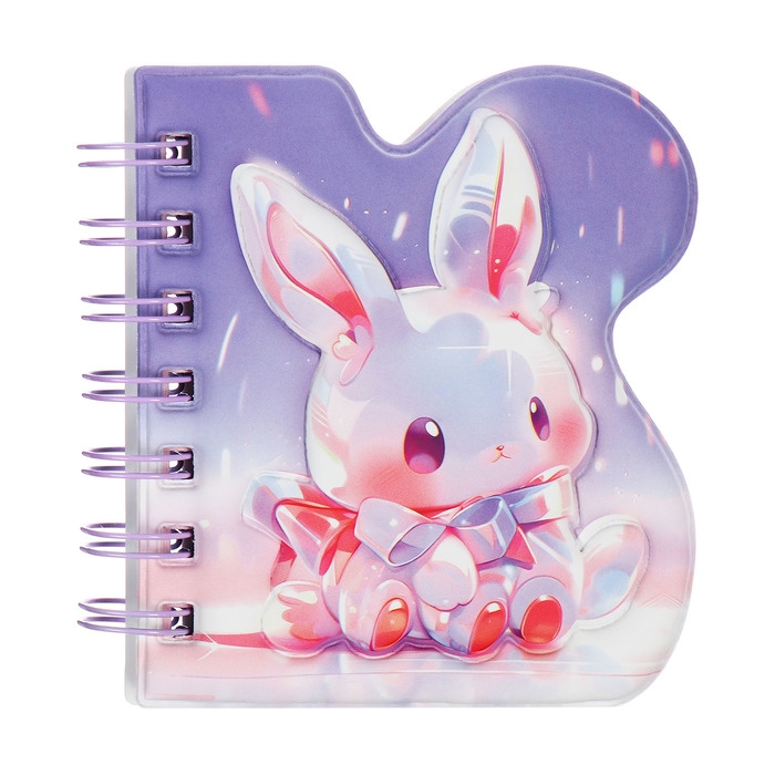 Записная книжка подарочная на гребне 80л,линия, цветной блок,обложка ПВХ 3D Зайка(10х10,5см)   10539 Записная книжка подарочная на гребне 80л,линия, цветной блок,обложка ПВХ 3D Зайка(10х10,5см)   10539