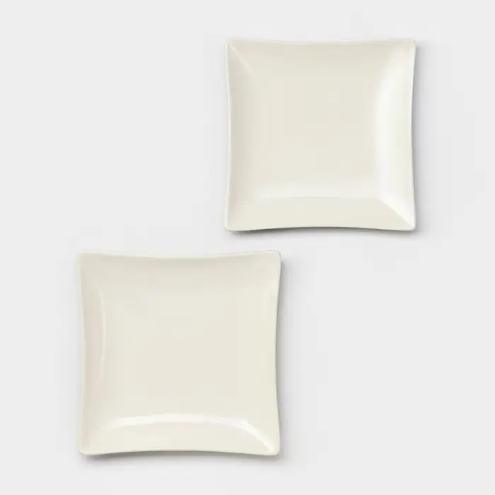 Тарелки Magistro Matt black, 15&times;2 см, набор 2 шт., квадратные, фарфор, белые, чёрные