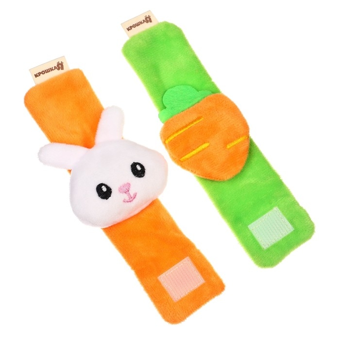 Набор погремушек-браслетов на ручку «Зайка» набор 2 шт, Крошка Я Набор погремушек-браслетов на ручку «Зайка» набор 2 шт, Крошка Я