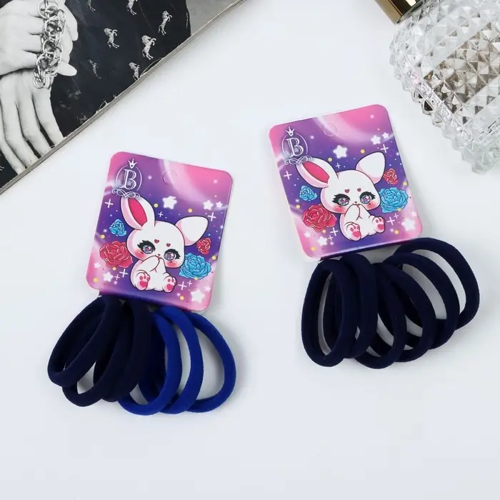 Резинка для волос  Резинка для волос "Комиксы" (набор 6 шт) зайка, 4 см, синий