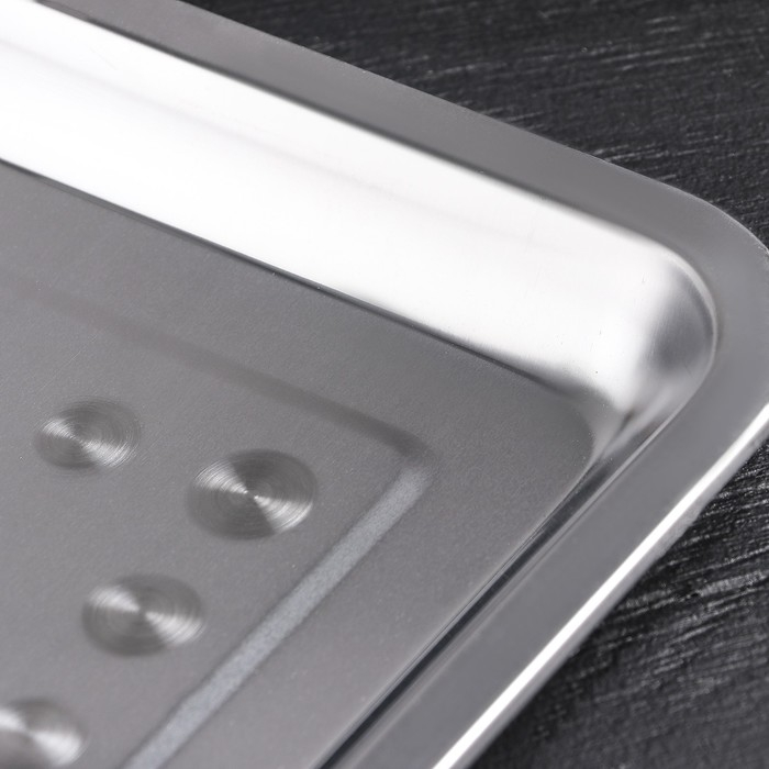 Поднос из нержавеющей стали, 39,5×29,5 см, толщина 1 мм, цвет серебряный Поднос из нержавеющей стали, 39,5×29,5 см, толщина 1 мм, цвет серебряный