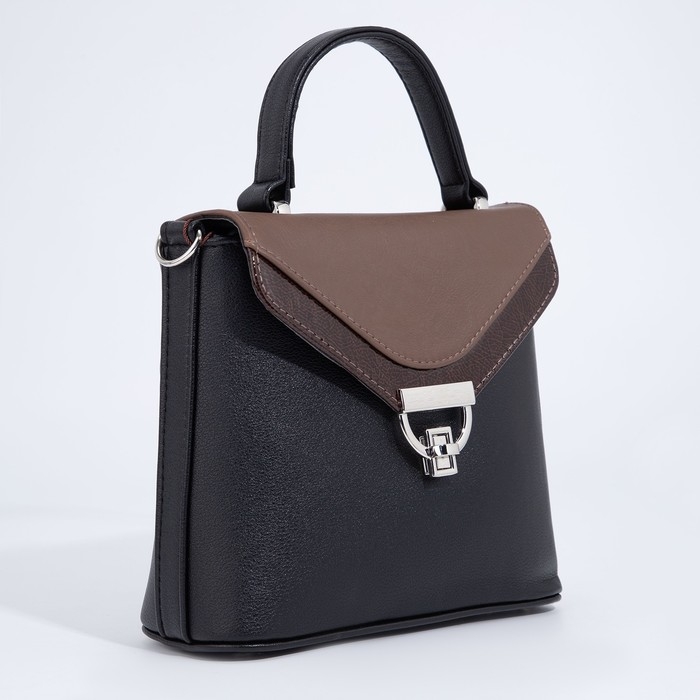 Сумка-мессенджер на клапане, цвет чёрный/коричневый Сумка-мессенджер на клапане, цвет чёрный/коричневый