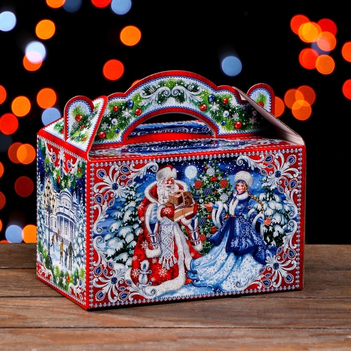 Новый год. Подарочная коробка Новый год. Подарочная коробка "На Катке" 20 x 12 x 19 см.