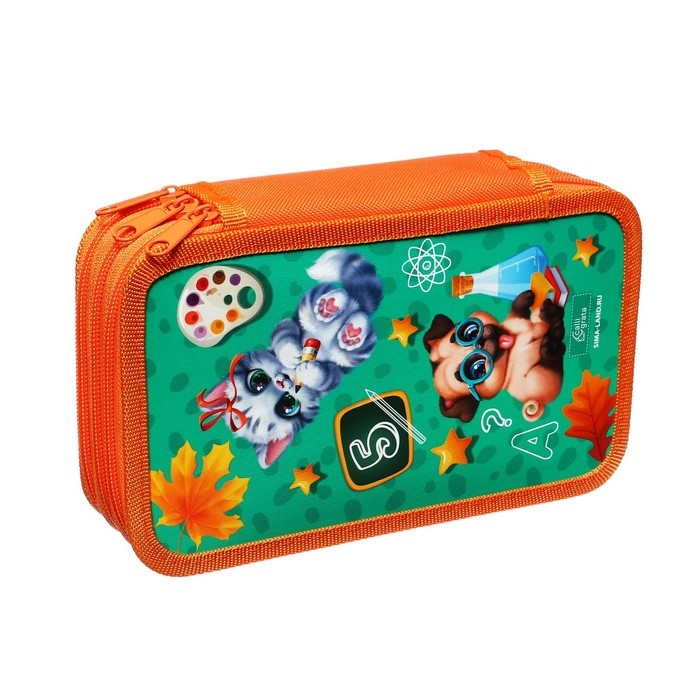 Пенал 3 секции, 125 х 205 х 55 мм, Calligrata 30П26/3 Пенал 3 секции, 125 х 205 х 55 мм, Calligrata 30П26/3 "Зверята", ламинированный картон