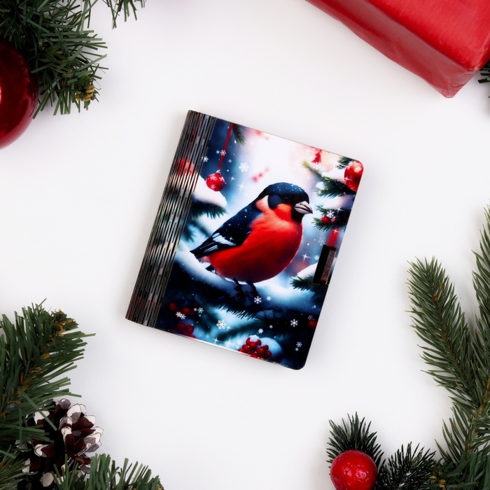 Деревянный конверт для денег № 1  Деревянный конверт для денег № 1 "Снегирь на елке", 9,8х8,5х2 см