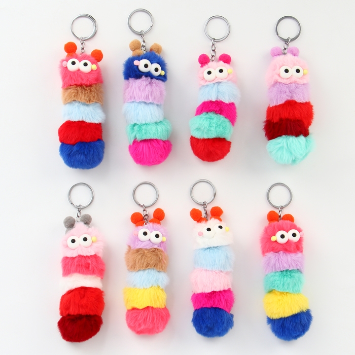 Мягкая игрушка «Гусеница» на брелоке, 12 см, цвет МИКС Мягкая игрушка «Гусеница» на брелоке, 12 см, цвет МИКС