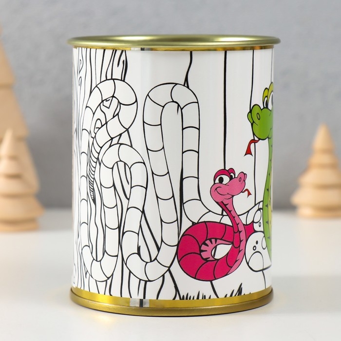 Копилка-банка металл детская раскраска Копилка-банка металл детская раскраска "Змейки"