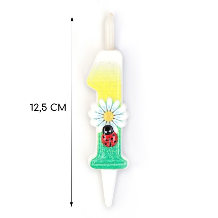 Свеча для торта Свеча для торта "Ромашки", 10,2 см, разноцветная цифра "1"