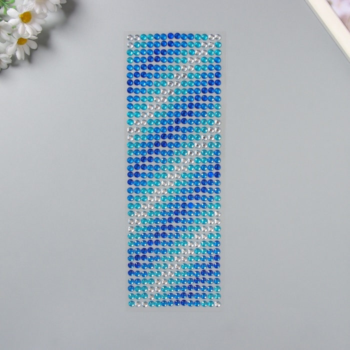 Наклейка пластик стразы "Градиент сине-голубого" 30х10,5 см