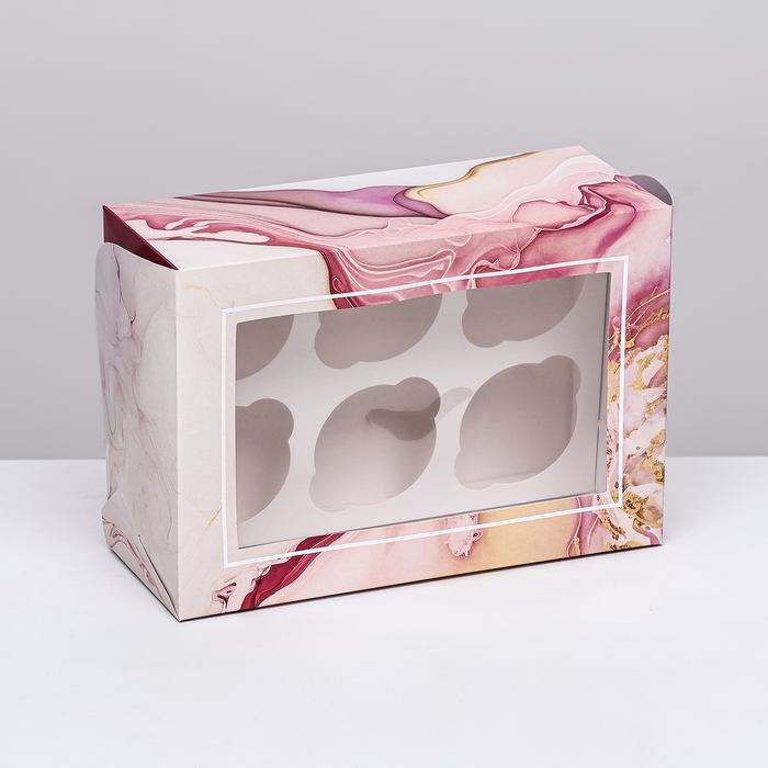 Коробка для 6 капкейков с окном ,  Коробка для 6 капкейков с окном , "Лучших моментов", 25 х 17 х 10 см