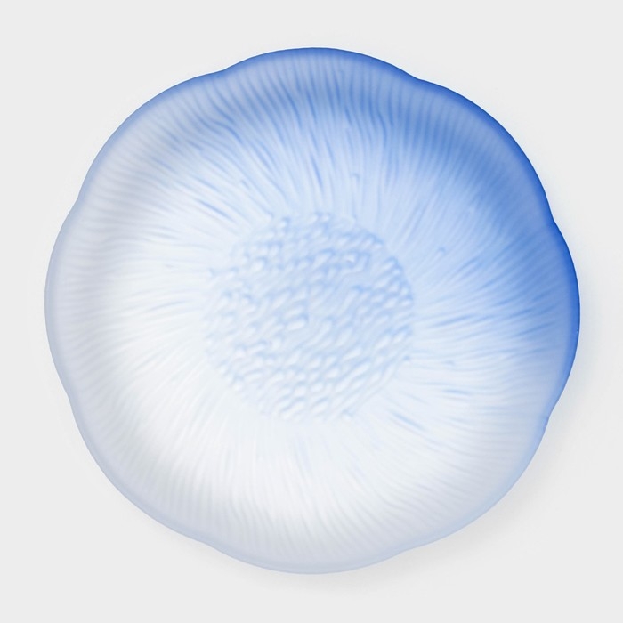 Тарелка стеклянная «Лотос», d=19,5 см, цвет синий Тарелка стеклянная «Лотос», d=19,5 см, цвет синий