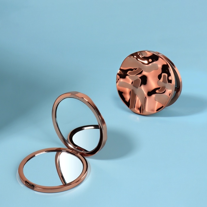 Зеркало складное «Волны», d = 7,5 см, цвет розовое золото Зеркало складное «Волны», d = 7,5 см, цвет розовое золото