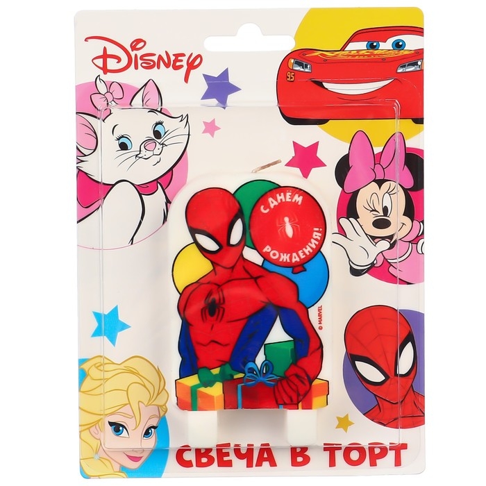 Свеча для торта Свеча для торта "С Днем Рождения!", 9 х 5,3 см, Человек-паук