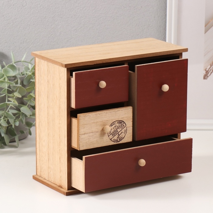 Шкатулка дерево 4 ящика  23,4х10х21 см Шкатулка дерево 4 ящика  23,4х10х21 см