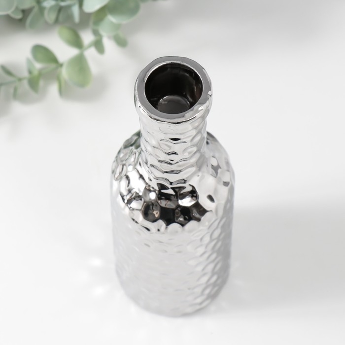 Подсвечник керамика на 1 свечу Подсвечник керамика на 1 свечу "Бутыль" d=1,5 см серебро 6х6х20 см