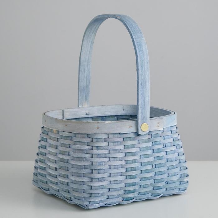 Корзина плетеная, секвойя, 17,5x15x11,5/23,5 см, синий Корзина плетеная, секвойя, 17,5x15x11,5/23,5 см, синий