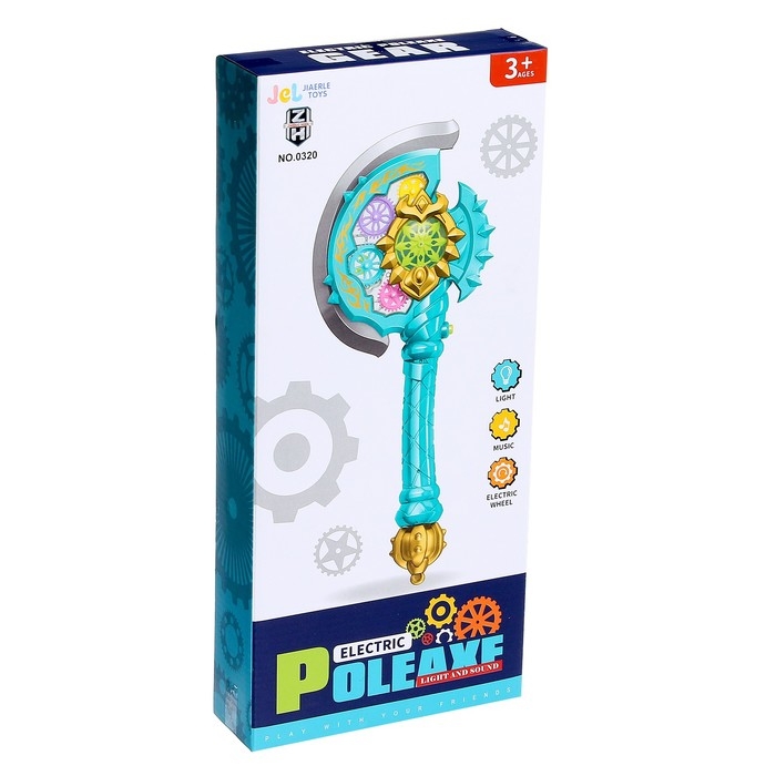 Секира с шестерёнками, световые и звуковые эффекты, вибрация лезвия, работает от батареек, 3+ Секира с шестерёнками, световые и звуковые эффекты, вибрация лезвия, работает от батареек, 3+