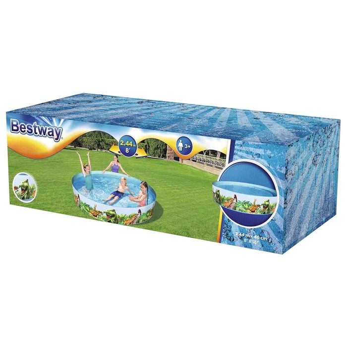 Бассейн Dinosaur Fill'N Fun, жёсткий борт, 244 х 46 см, 55001 Bestway Бассейн Dinosaur Fill'N Fun, жёсткий борт, 244 х 46 см, 55001 Bestway