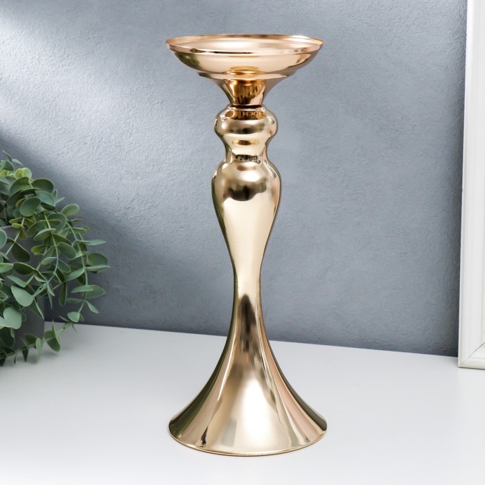 Подсвечник металл на 1 свечу Подсвечник металл на 1 свечу "Изящный" золотой 32х13х13 см