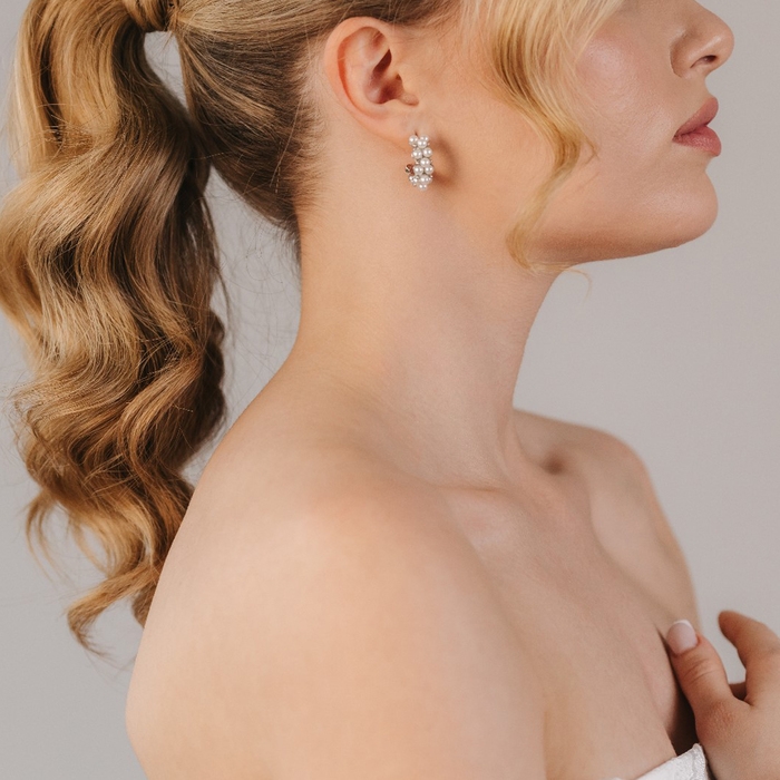 Серьги с жемчугом «Лунная тропа», цвет белый в серебре Серьги с жемчугом «Лунная тропа», цвет белый в серебре