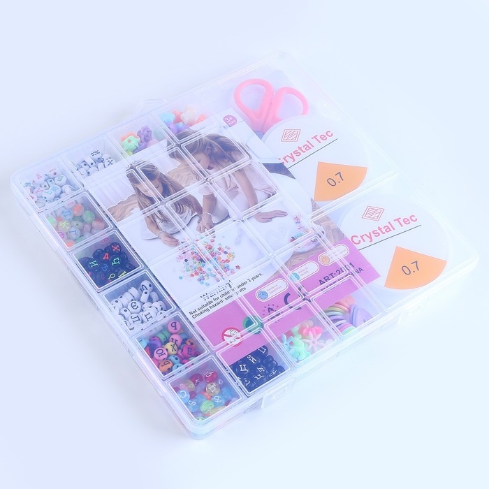 Набор для создания украшений с русским алфавитом, 24 вида бусин, 2 лески, ножницы Набор для создания украшений с русским алфавитом, 24 вида бусин, 2 лески, ножницы