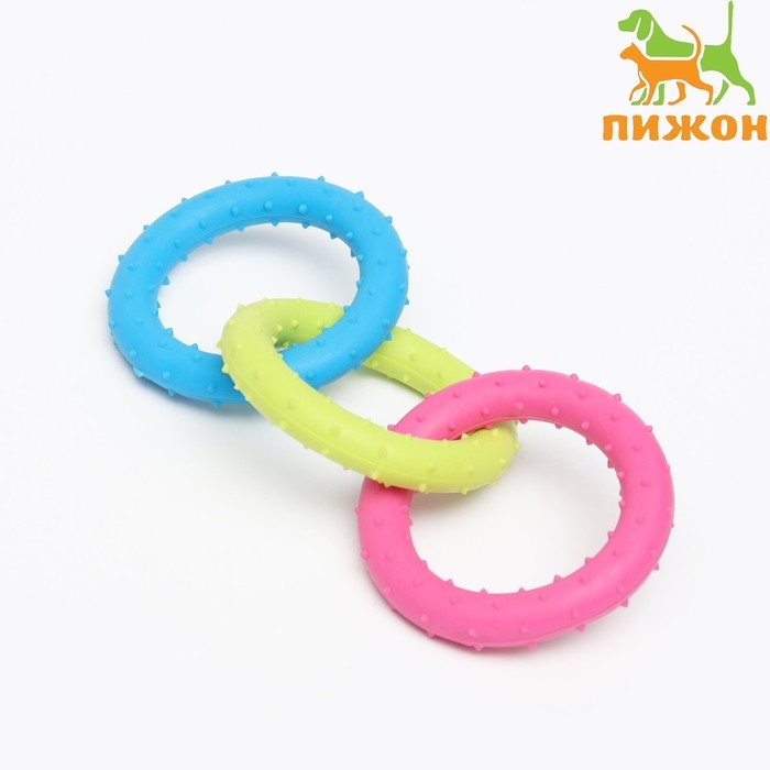 Игрушка жевательная Игрушка жевательная "Всегда вместе!", TPR, 18,5 см, сине/розово/жёлтая