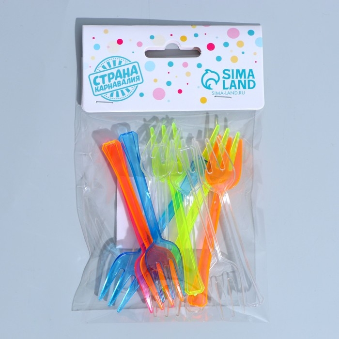 Вилки пластиковые, 12 шт., цвета МИКС Вилки пластиковые, 12 шт., цвета МИКС