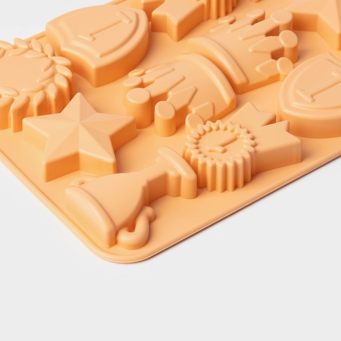 Форма для шоколада Доляна «Чемпион», сиилкон, 12 ячеек, 24×16×2 см, цвет оранжевый Форма для шоколада Доляна «Чемпион», сиилкон, 12 ячеек, 24×16×2 см, цвет оранжевый