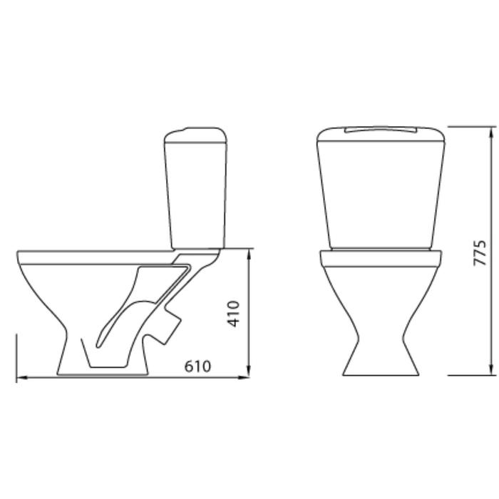 Унитаз компакт ЛЗСФ Унитаз компакт ЛЗСФ "Универсал NEW 45", нижняя подводка, косой выпуск, сиденье, кнопка