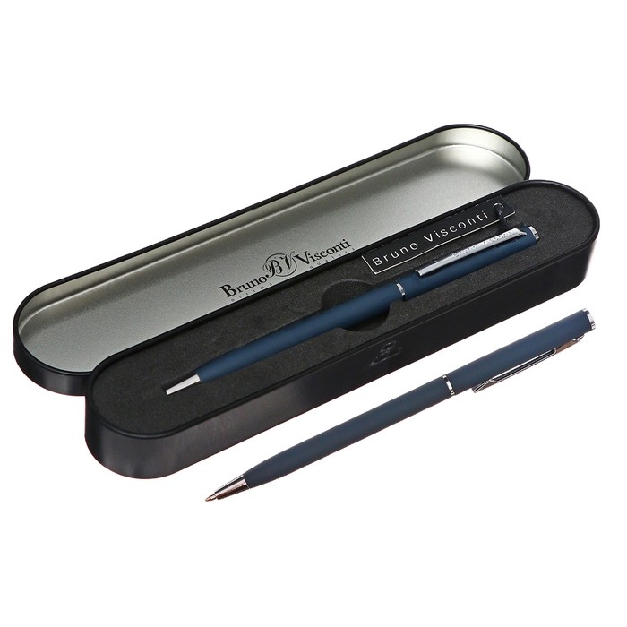 Ручка шариковая поворотная, 0.7 мм, BrunoVisconti PALERMO, стержень синий, металлический корпус Soft Touch чёрный, в футляре Ручка шариковая поворотная, 0.7 мм, BrunoVisconti PALERMO, стержень синий, металлический корпус Soft Touch чёрный, в футляре