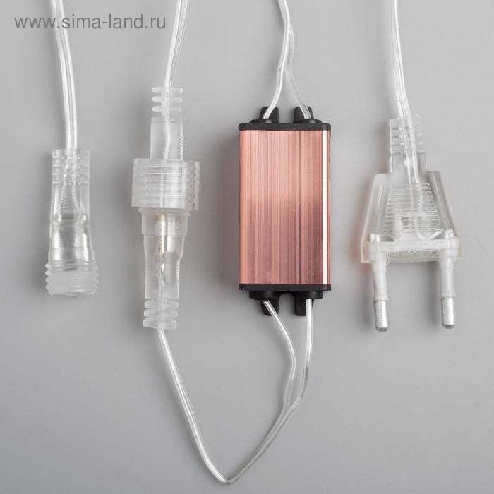 Гирлянда «Сосульки» 2.5 × 0.3 м, IP65, прозрачная нить, 192 LED, свечение тёплое белое с эффектом стекания, 12 В