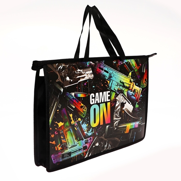 Папка с ручками А4, 335 х 235 х 55 мм, пластиковая, ручки-тесьма, Calligrata Game on Папка с ручками А4, 335 х 235 х 55 мм, пластиковая, ручки-тесьма, Calligrata Game on