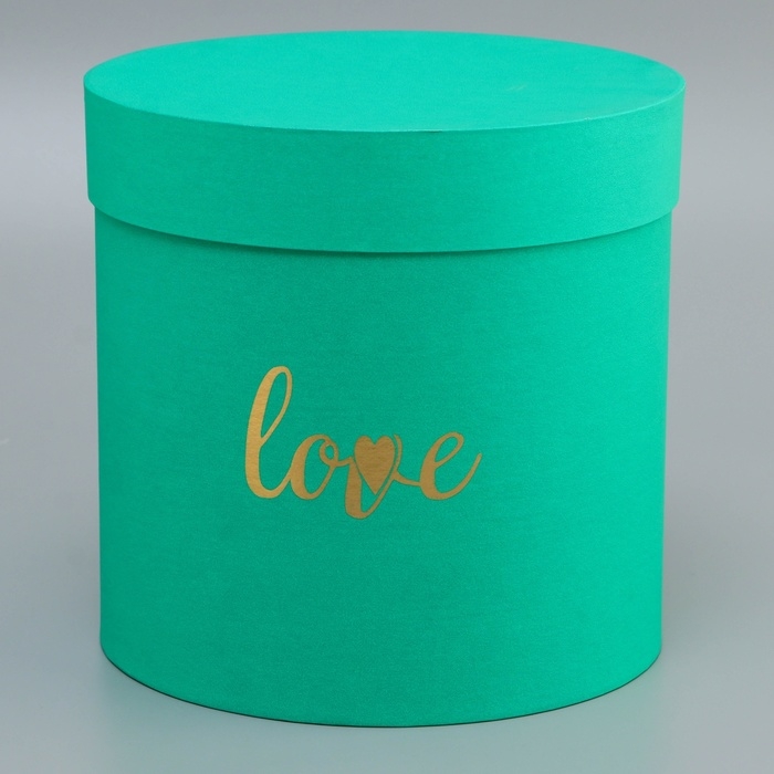 Коробка круглая с тиснением Коробка круглая с тиснением "Love"зеленая 20*20*20см