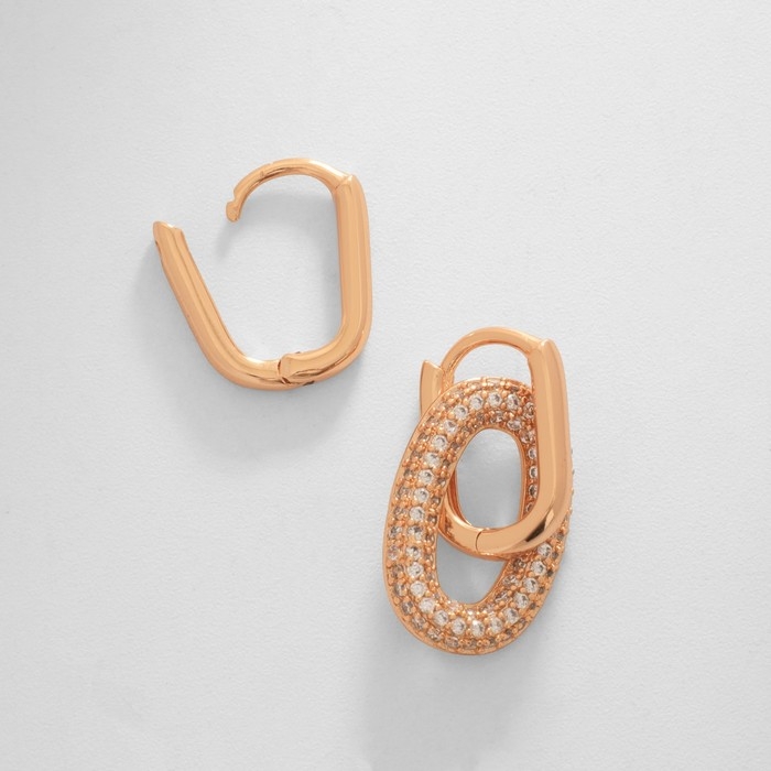 Серьги со стразами XUPING леди, мини, цвет белый в розовом золоте