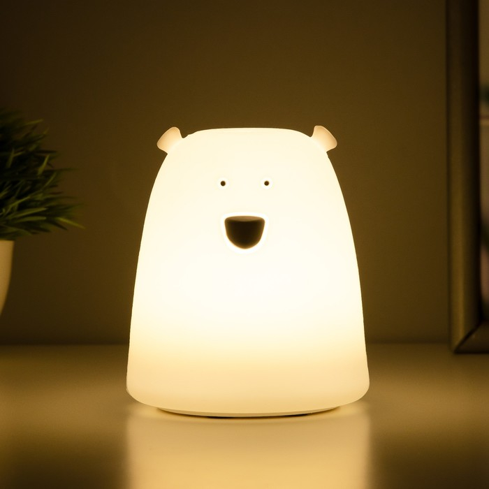 Ночник Ночник "Антистресс мякиш мишка" LED RGB от батареек 3ААА 9х9х10,5 см RISALUX