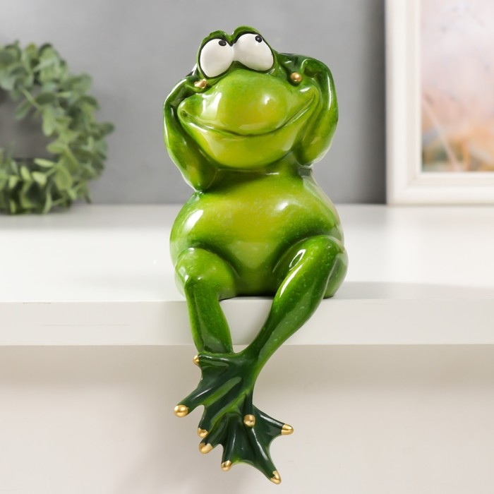 Сувенир полистоун лак  Сувенир полистоун лак "Лягуха - не вижу, не слышу, не скажу" 18,5х13х8 см МИКС