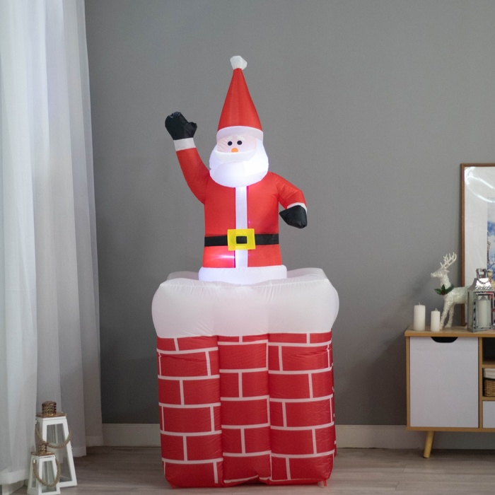 Надувная фигура  Надувная фигура "Дед Мороз" вылезает из трубы, 150 см