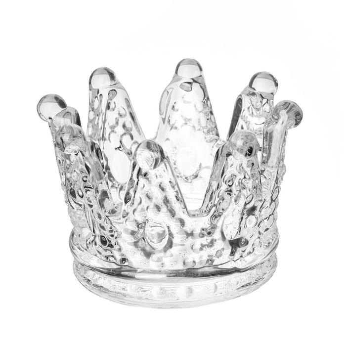 Подсвечник стекло на 1 свечу  Подсвечник стекло на 1 свечу "Корона" прозрачный 5х7х7 см