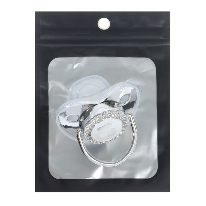 Соска - пустышка силиконовая ортодонтическая «Мишка», от 12 мес., с колпачком, цвет серебро, стразы Соска - пустышка силиконовая ортодонтическая «Мишка», от 12 мес., с колпачком, цвет серебро, стразы