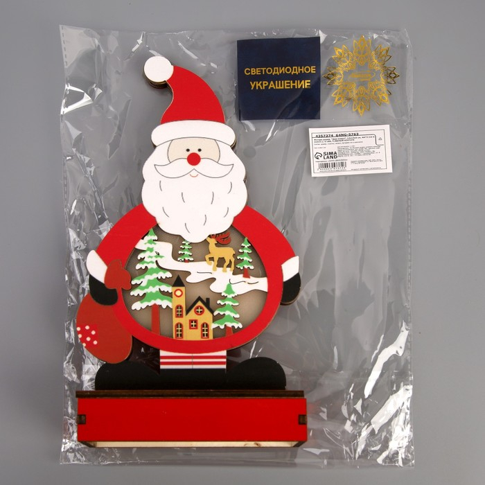 Светодиодная фигура «Дед Мороз» 13 × 14 × 5 см, дерево, батарейки ААх2 (не в комплекте), свечение тёплое белое