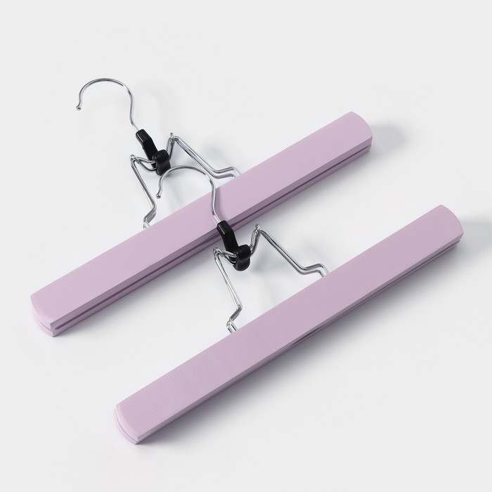 Вешалки для брюк и юбок LaDо́m Brillant, 30×17×2,4 см, 2 шт, деревянные, цвет розовый Вешалки для брюк и юбок LaDо́m Brillant, 30×17×2,4 см, 2 шт, деревянные, цвет розовый