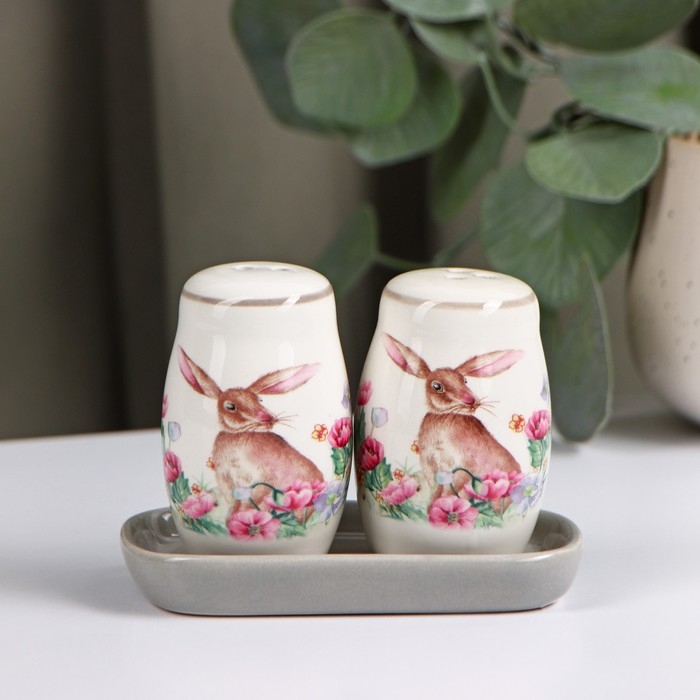 Набор для специй Доляна «Зайка», 2 предмета: солонка, перечница, 130 мл Набор для специй Доляна «Зайка», 2 предмета: солонка, перечница, 130 мл