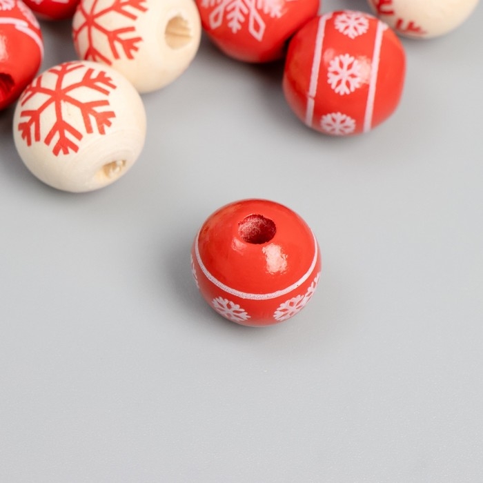 Бусина дерево для творчества Бусина дерево для творчества "Снежинки" d=1,6 см набор 12 шт