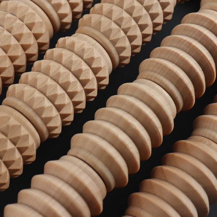 Массажёр для спины и стоп «Барабаны», 23 × 17 × 7 см, деревянный, 5 комбинированных рядов Массажёр для спины и стоп «Барабаны», 23 × 17 × 7 см, деревянный, 5 комбинированных рядов